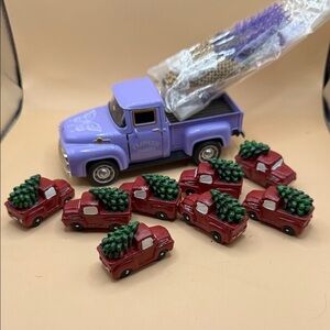 Purple and Red Toy Truck Set